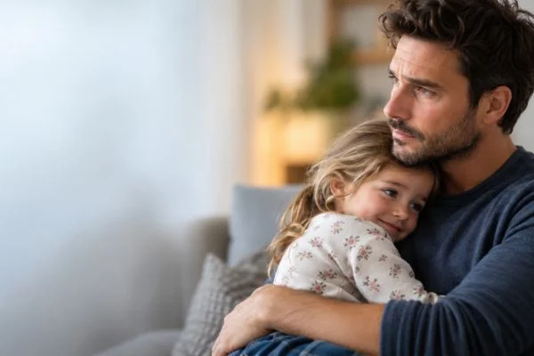image of man and his child Reading